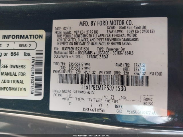 Ford Mustang 2015 1FATP8EM1F5371530 Image 9