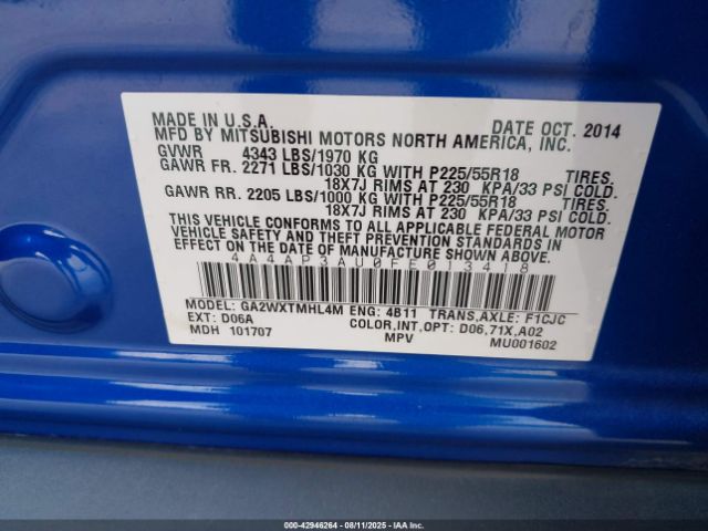 2015 MITSUBISHI OUTLANDER SPORT 4A4AP3AU0FE013418 Photo 8