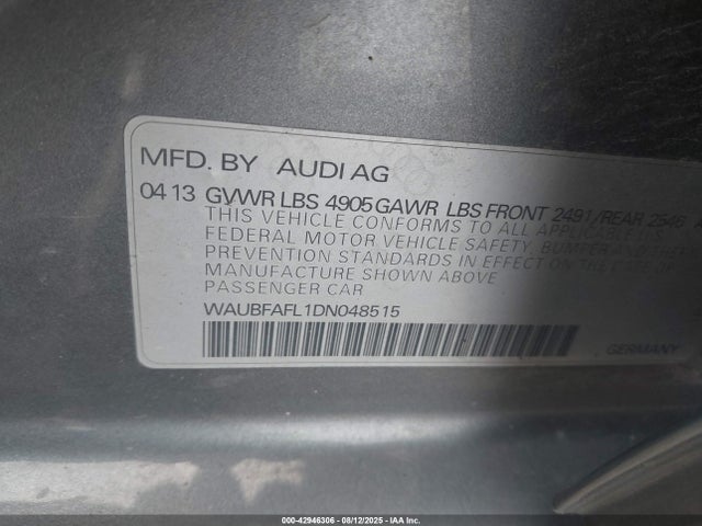 2013 AUDI A4 WAUBFAFL1DN048515 Photo 8