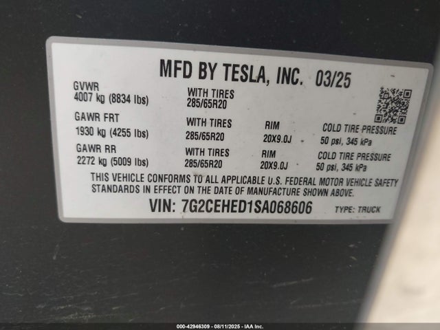 2025 TESLA CYBERTRUCK 7G2CEHED1SA068606 Photo 8