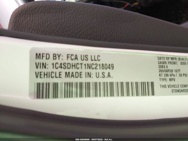 2022 DODGE DURANGO 1C4SDHCT1NC218049 Photo 8