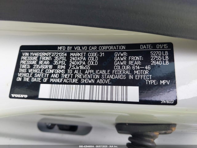 YV4612RM7F2721354 Volvo b5254t12