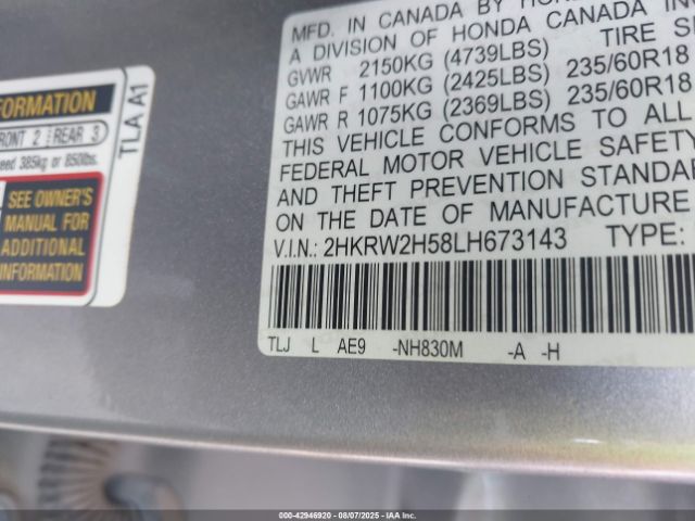 2020 HONDA CR-V 2HKRW2H58LH673143 Photo 8