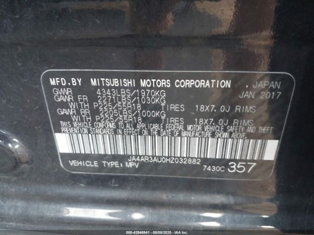 2017 MITSUBISHI OUTLANDER SPORT JA4AR3AU0HZ032882 Photo 8