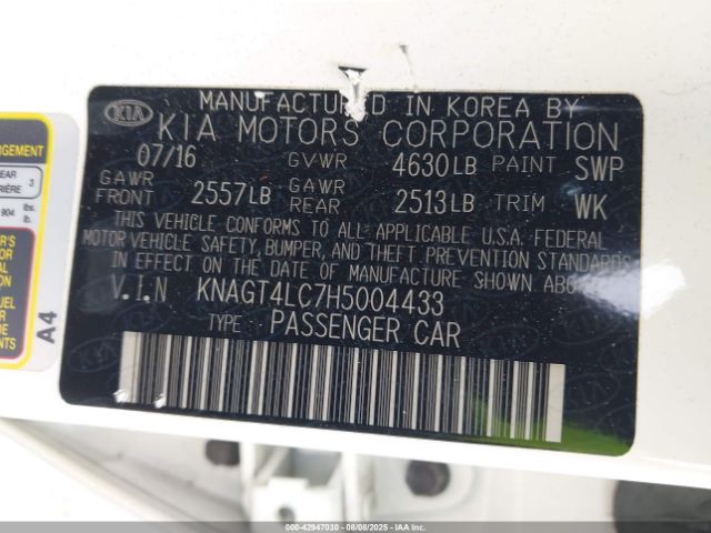 2017 KIA OPTIMA HYBRID KNAGT4LC7H5004433 Photo 8