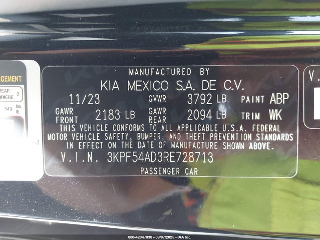 3KPF54AD3RE728713 KIA mpi nu