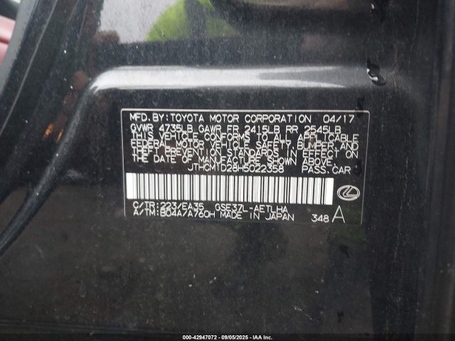 Lexus 2gr-fse 2017 JTHCM1D28H5022358 Image 9