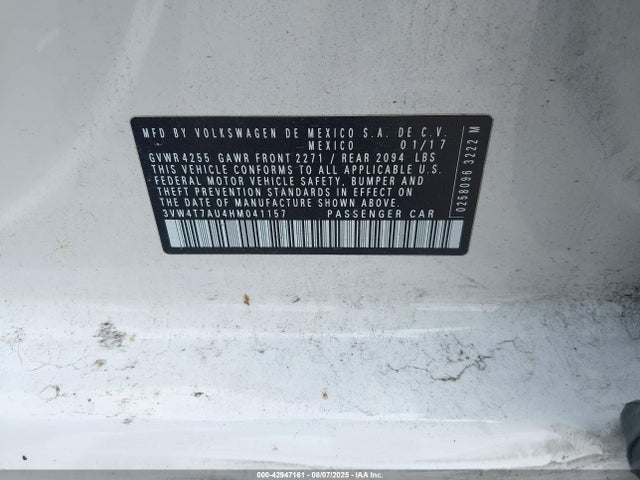 3VW4T7AU4HM041157 Volkswagen 2.0 tsi