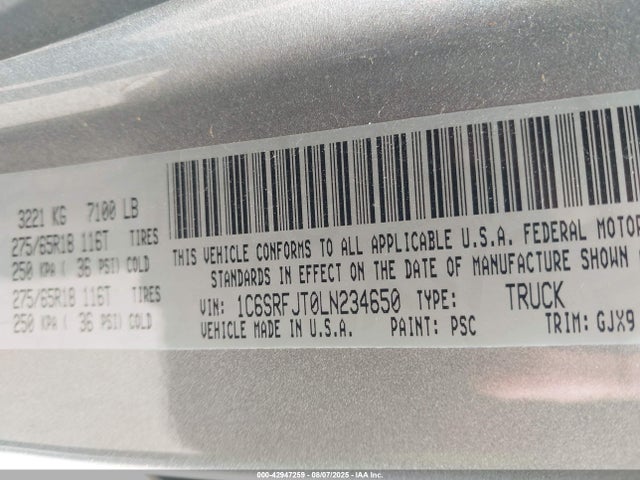 RAM 1500 2020 1C6SRFJT0LN234650 Image 9
