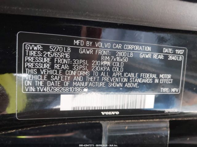 2008 VOLVO XC70 YV4BZ982681018630 Photo 8