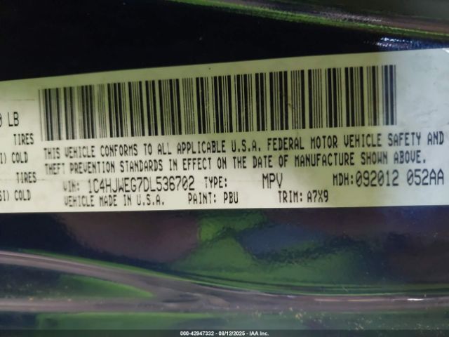 2013 JEEP WRANGLER UNLIMITED 1C4HJWEG7DL536702 Photo 8