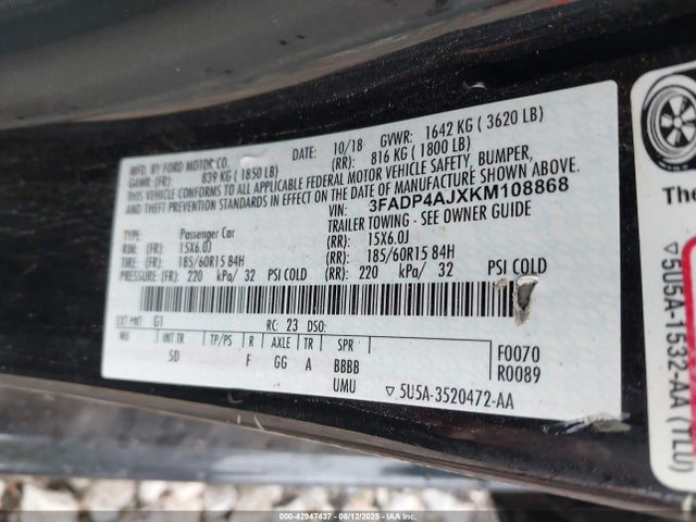 Ford 2019 2019 3FADP4AJXKM108868 Image 9