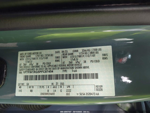 1FTFW1RG5PFC87454 Ford gtdi