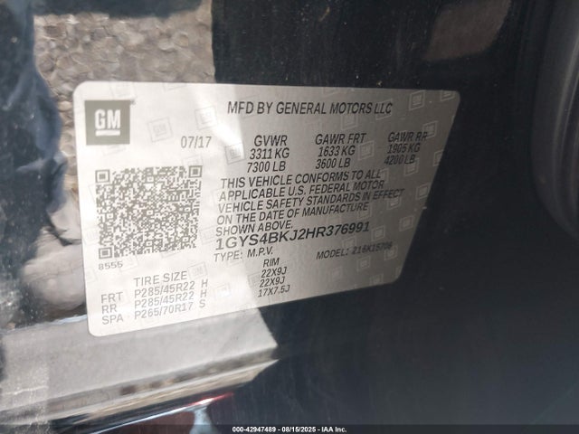 2017 CADILLAC ESCALADE 1GYS4BKJ2HR376991 Photo 8