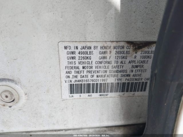 2006 ACURA RL JH4KB16576C011997 Photo 8