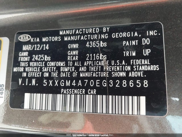 5XXGM4A70EG328658 KIA dohc gdi theta ii