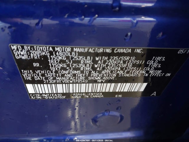 Toyota 2ar-fe 2014 2T3DFREV0EW178549 Image 9