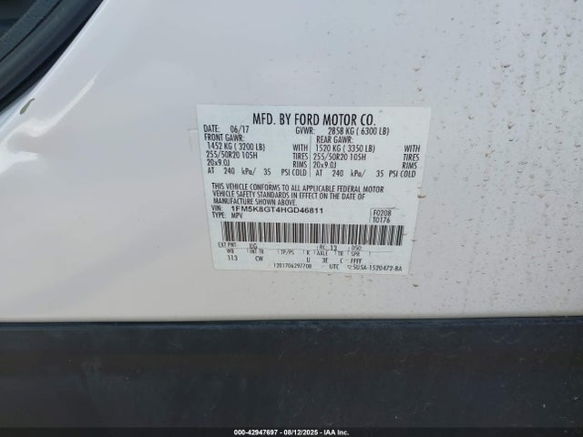 1FM5K8GT4HGD46811 Ford 3.5l gtdi