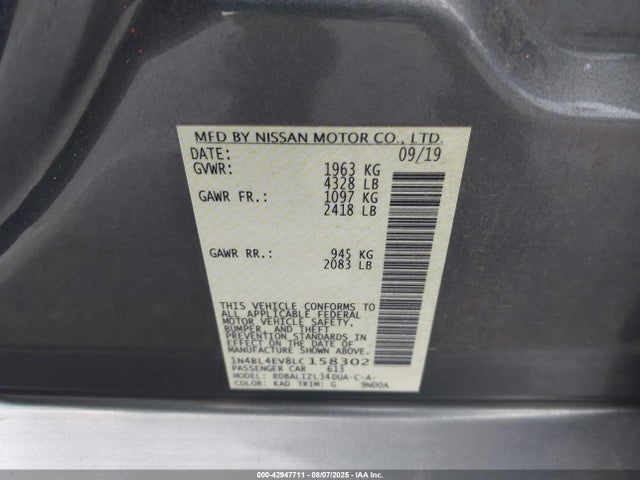 Nissan 2020 2020 1N4BL4EV8LC158302 Image 9