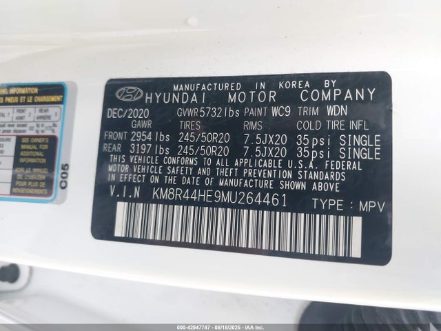 KM8R44HE9MU264461 Hyundai gdi lambda ii