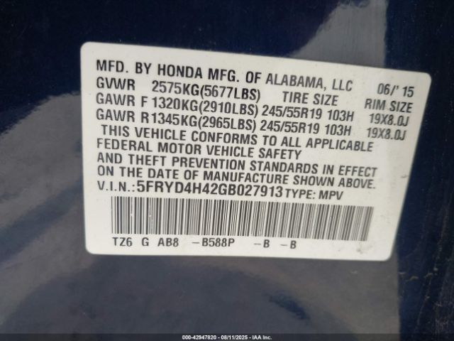 2016 ACURA MDX 5FRYD4H42GB027913 Photo 8