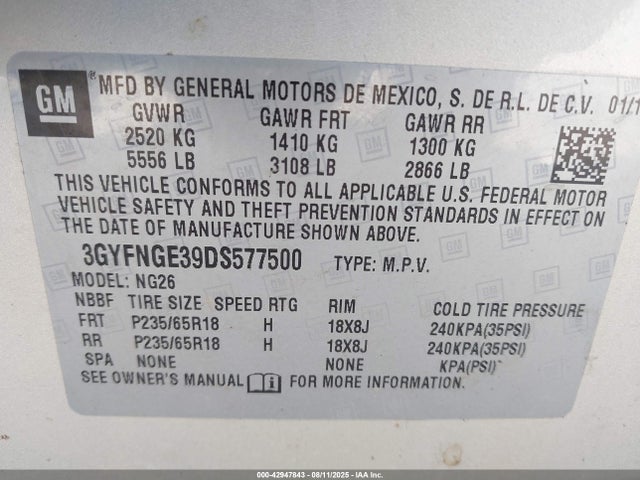 2013 CADILLAC SRX 3GYFNGE39DS577500 Photo 8