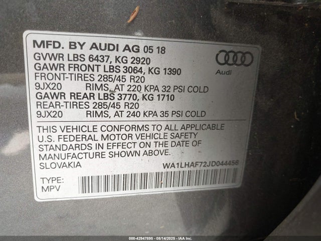 2018 AUDI Q7 WA1LHAF72JD044456 Photo 8
