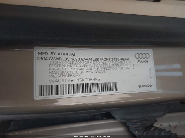 2005 AUDI A4 WAUAC48H45K008995 Photo 8