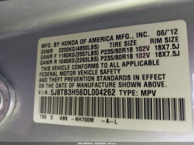 2013 ACURA RDX 5J8TB3H56DL004262 Photo 8