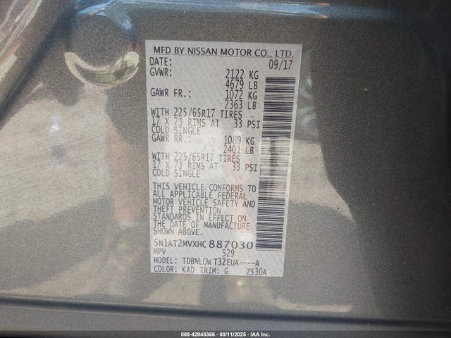 2017 NISSAN ROGUE 5N1AT2MVXHC887030 Photo 8