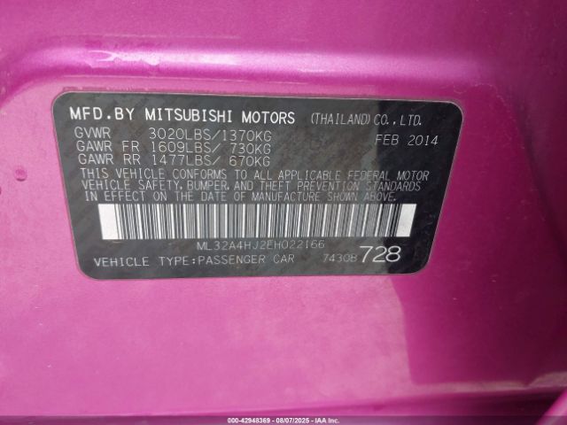 2014 MITSUBISHI MIRAGE ML32A4HJ2EH022166 Photo 8