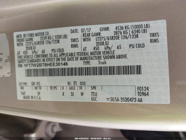 Ford 2017 2017 1FT7W2BT8HEE30146 Image 9