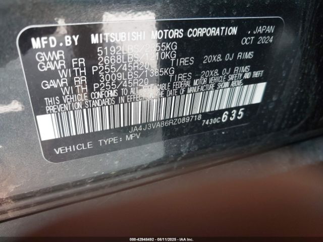 2024 MITSUBISHI OUTLANDER JA4J3VA86RZ089718 Photo 8