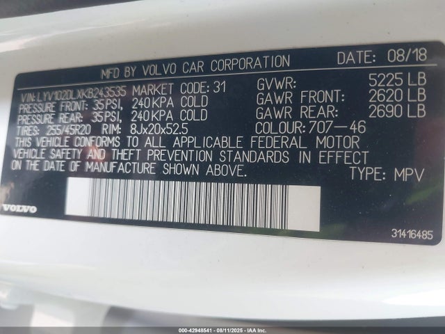 Volvo b4204t (mp) 2019 LYV102DLXKB243535 Image 9