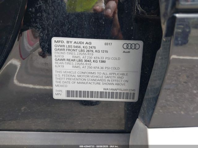 2018 AUDI Q5 WA1ANAFYXJ2012245 Photo 8