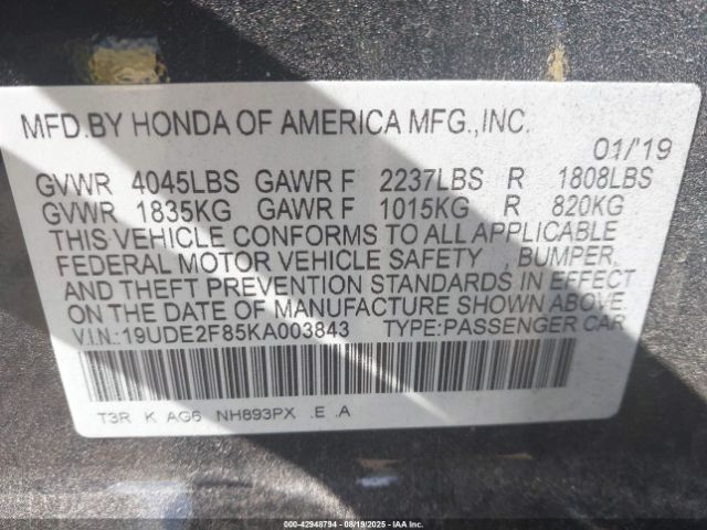 2019 ACURA ILX 19UDE2F85KA003843 Photo 8