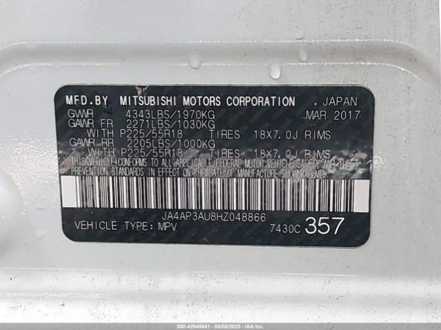 2017 MITSUBISHI OUTLANDER SPORT JA4AP3AU8HZ048866 Photo 8