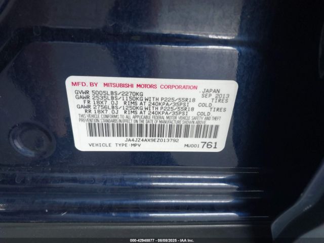 2014 MITSUBISHI OUTLANDER JA4JZ4AX9EZ013792 Photo 8