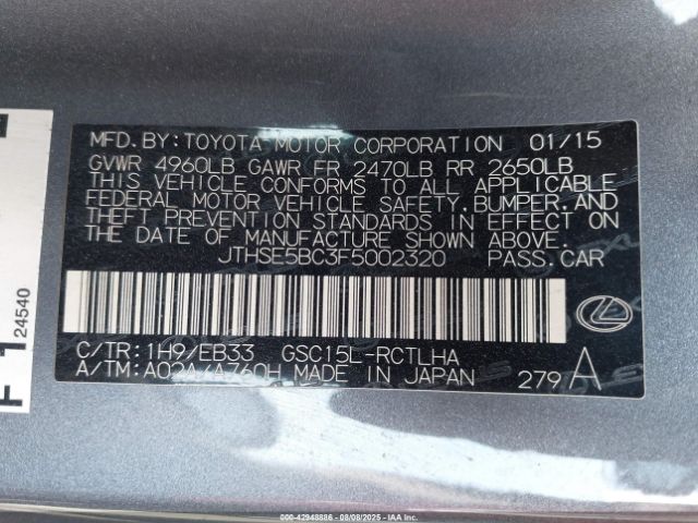 2015 LEXUS RC 350 JTHSE5BC3F5002320 Photo 8