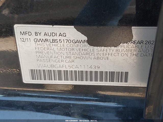 2012 AUDI S4 WAUBGAFL5CA111439 Photo 8
