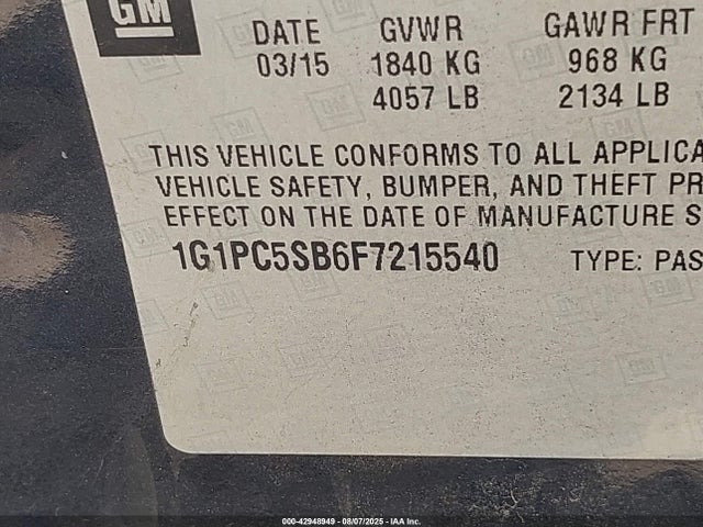 Chevrolet LUV 2015 1G1PC5SB6F7215540 Image 9