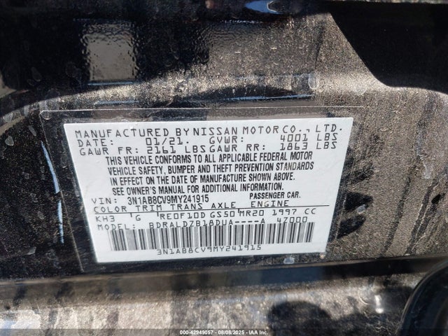3N1AB8CV9MY241915 Nissan Sentra