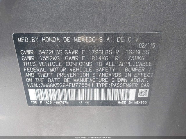 3HGGK5G84FM775541 Honda l15b1