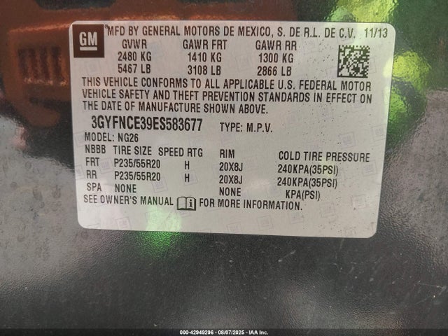 2014 CADILLAC SRX 3GYFNCE39ES583677 Photo 8