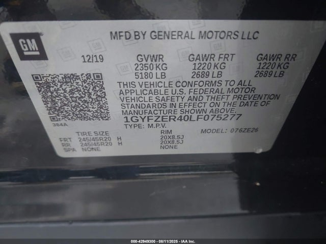 1GYFZER40LF075277 Cadillac lsy - sidi, vvt, alum, var 3