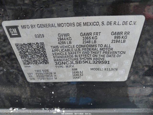 Chevrolet luv - mfi, variable valve timing, e85 max, alum 2019 3GNCJLSB5KL329591 Image 9