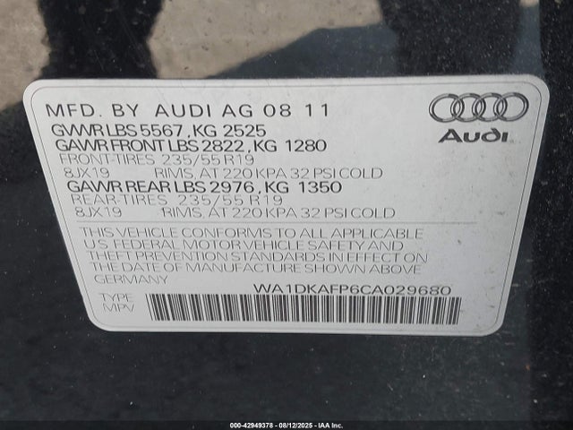 2012 AUDI Q5 WA1DKAFP6CA029680 Photo 8