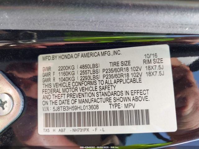 2017 ACURA RDX 5J8TB3H59HL013608 Photo 8