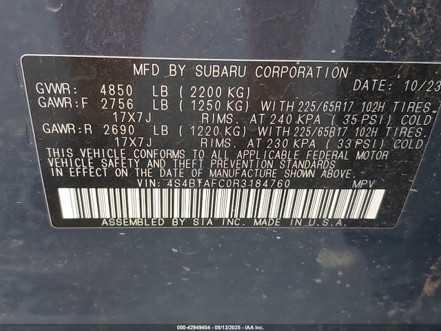 4S4BTAFC0R3184760 Subaru na, u5