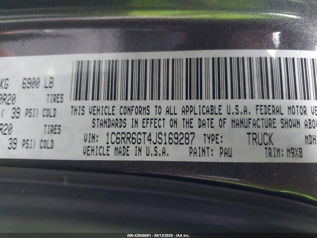 RAM 1500 2018 1C6RR6GT4JS169287 Image 9